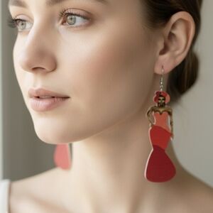 Long earrings with a woman's silhouet__te, handmade, lightweigh 9 Cm